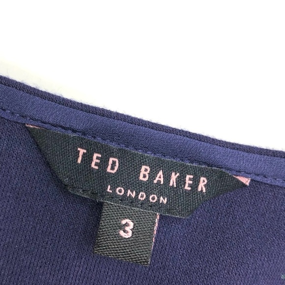 Ted Baker London navy blue ruffle knit shift dress - Picture 3 of 12